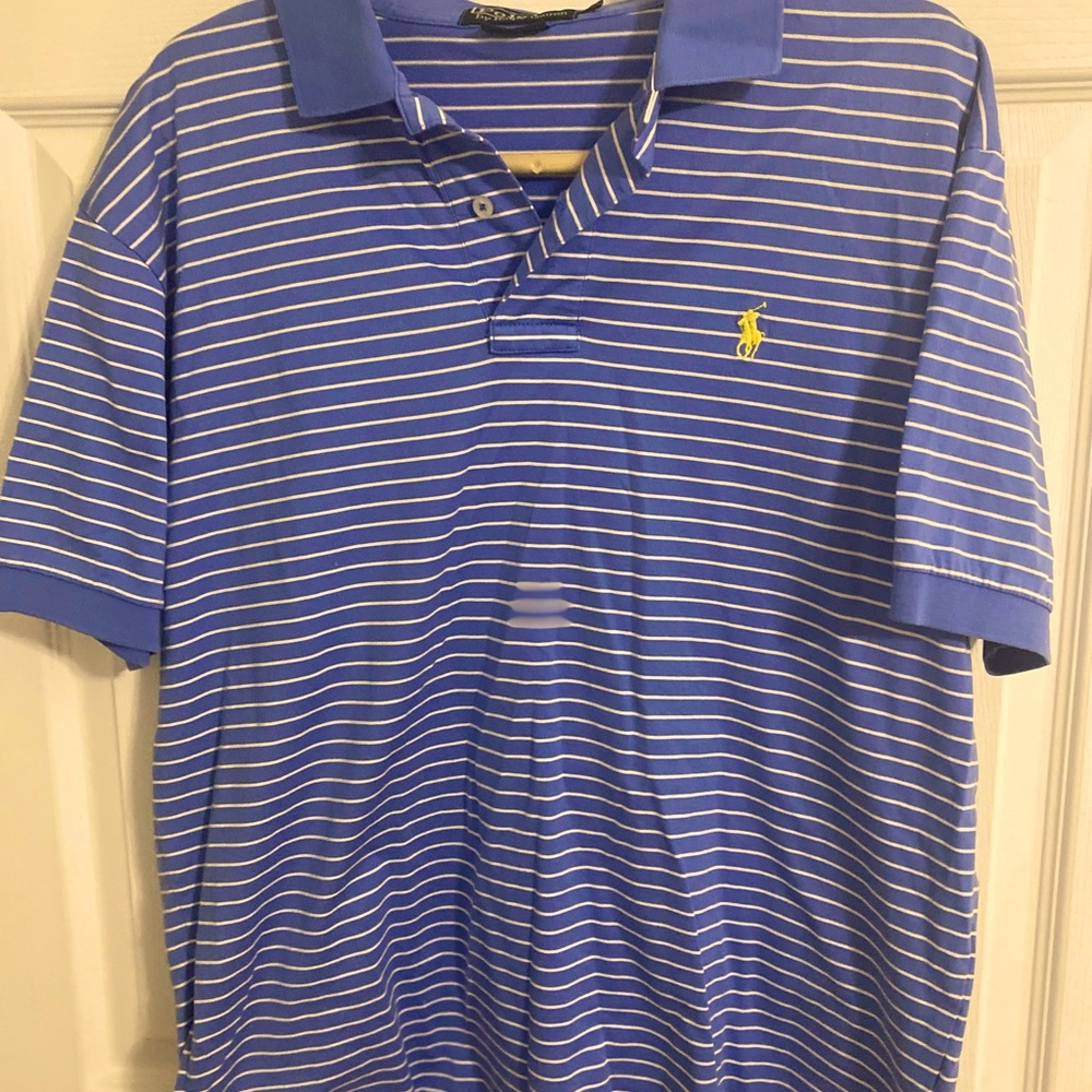 Polo Ralph Lauren Classic Prima Cotton Short Sleeve Blue Shirt Men's Size M